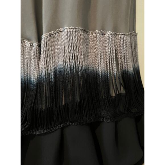 Custom Gatsby Roaring 20s Flapper Dress Silky Gray Fringe & Feather Trim - Picture 8 of 12
